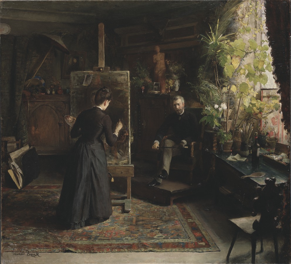 The Danish Artist Bertha Wegmann Painting a Portrait