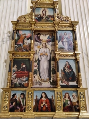«Retaule de la Immaculada», de Joan de Joanes, Vicent Joan Macip i (possiblement) Dorotea Macip i Margarida Macip, 1579. Església de Bocairent (la Vall d'Albaida)
